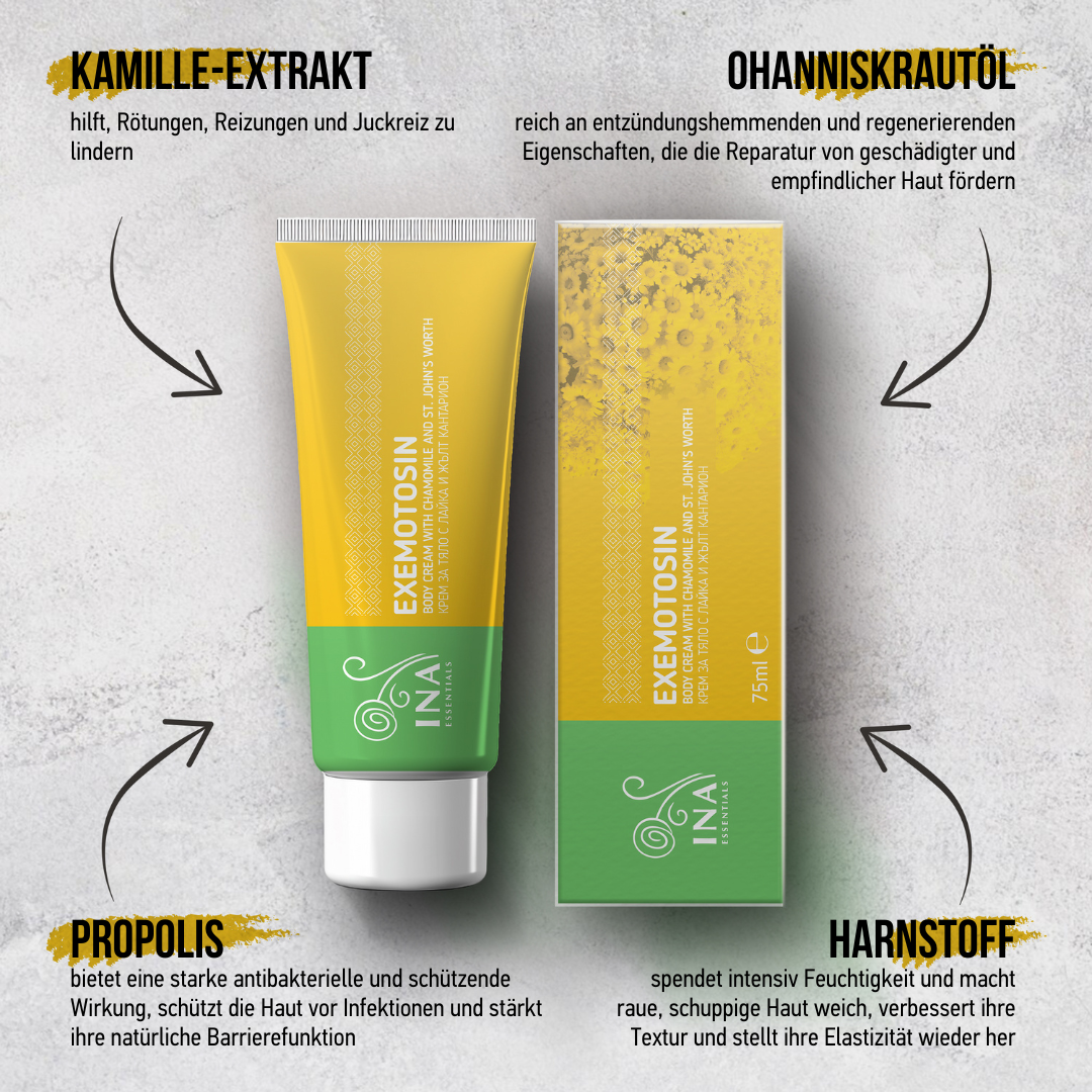 + Geschenk Creme für Psoriasis, Ekzeme und gereizte Haut - mit Johanniskraut, Kamille und Propolis
