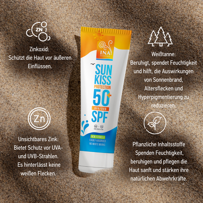 SPEZIELLER ZUGANG Familienpackung für Sonnenschutz - 2+1 Natürliche Sonnencreme für Gesicht und Körper SPF 50+ mit Bio-Weißtanne