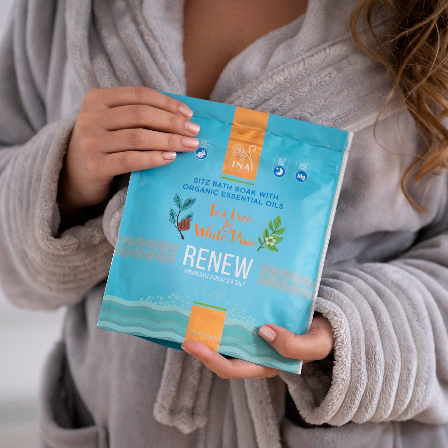 Renew - Badesalz mit Teebaum und Weißkiefer bei müden Beinen und Nagelpilz