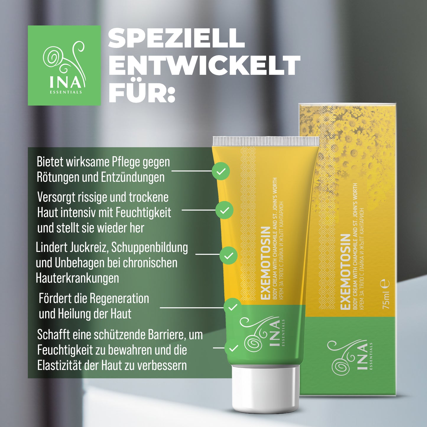 Kaufen Sie 2 Cremes gegen Schuppenflechte, Ekzeme oder gereizte Haut und erhalten Sie 1 Bio-Kamillenwasser gratis.