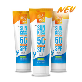 Familienpackung für Sonnenschutz - 2+1 Natürliche Sonnencreme für Gesicht und Körper SPF 50+ mit Bio-Weißtanne