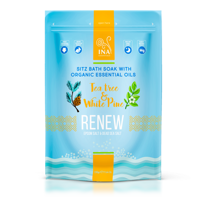 Renew - Badesalz mit Teebaum und Weißkiefer bei müden Beinen und Nagelpilz
